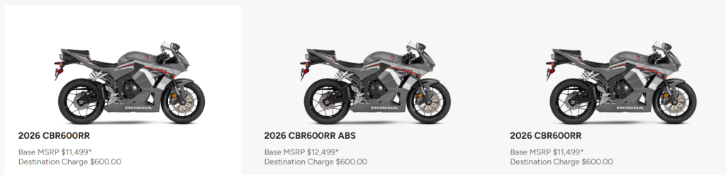Honda CBR600RR 2025 Pricing and Variants