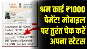Shram Card Payment Status: ₹1000 श्रम कार्ड पेमेंट आया या नहीं? मोबाइल पर ऐसे करें 10 सेकंड में स्टेटस चेक 3 Shram Card Payment Status: ₹1000 श्रम कार्ड पेमेंट आया या नहीं? मोबाइल पर ऐसे करें 10 सेकंड में स्टेटस चेक